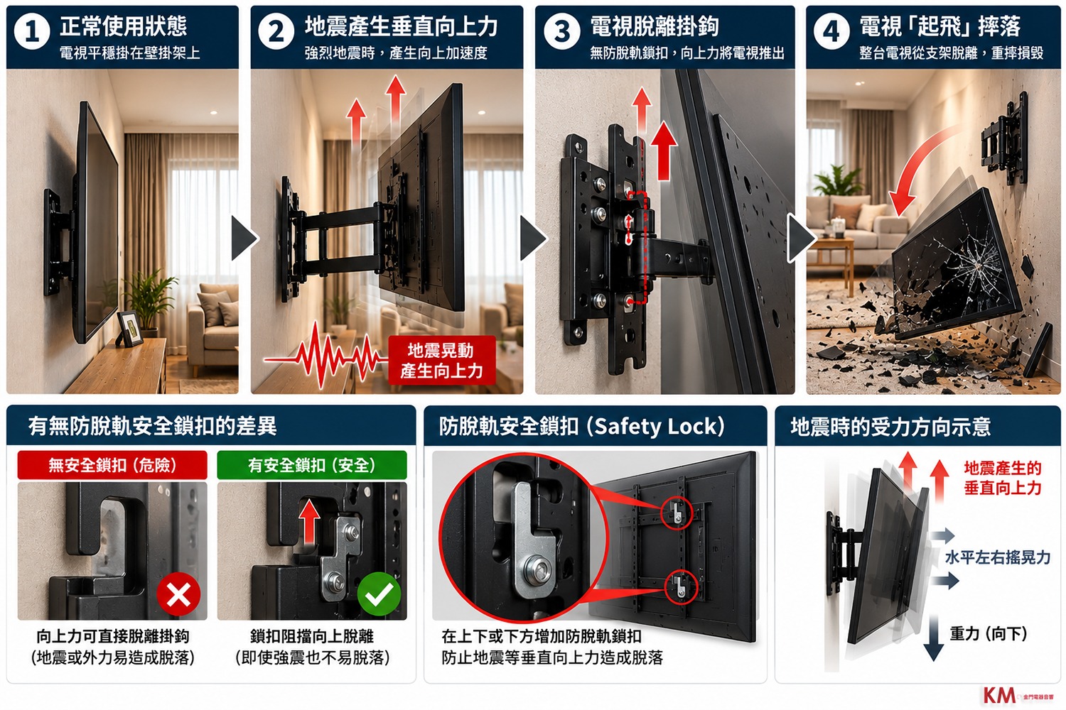 壁掛架是否有安全鎖扣說明